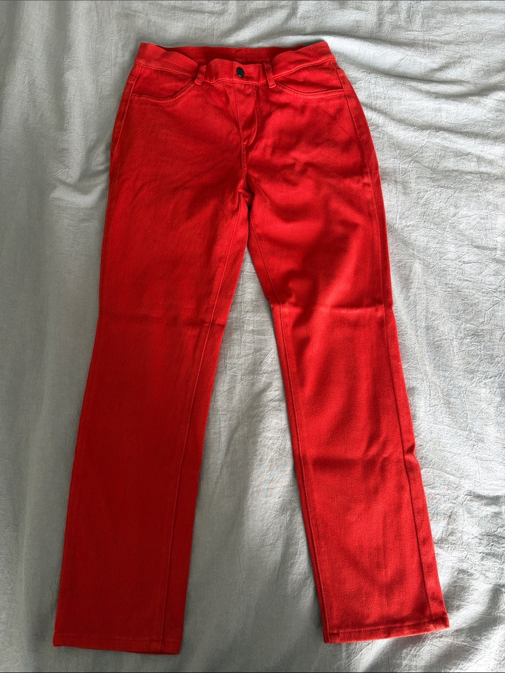 Uniqlo Straight-Leg Capri Jeans in Bright Red